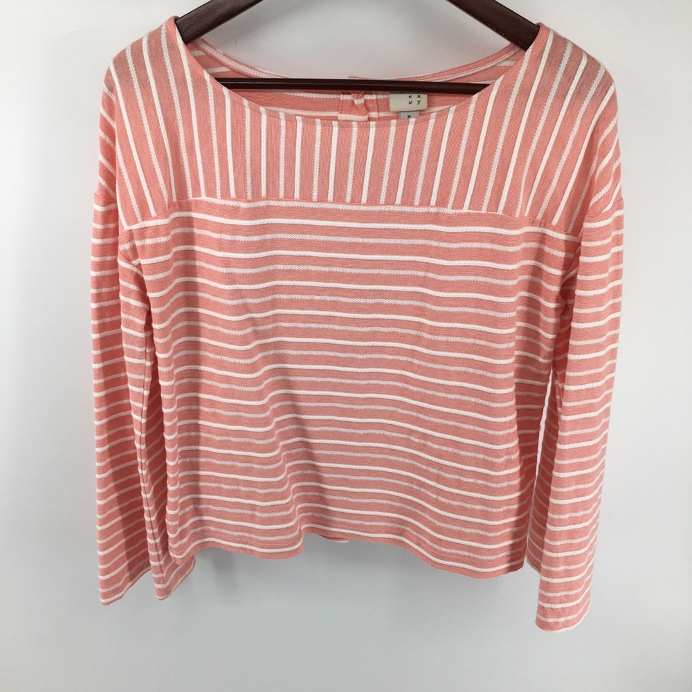 A New Day Coral & White Striped Top